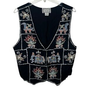 Vintage April Cornell Embroidered Vest Made in India Size Medium